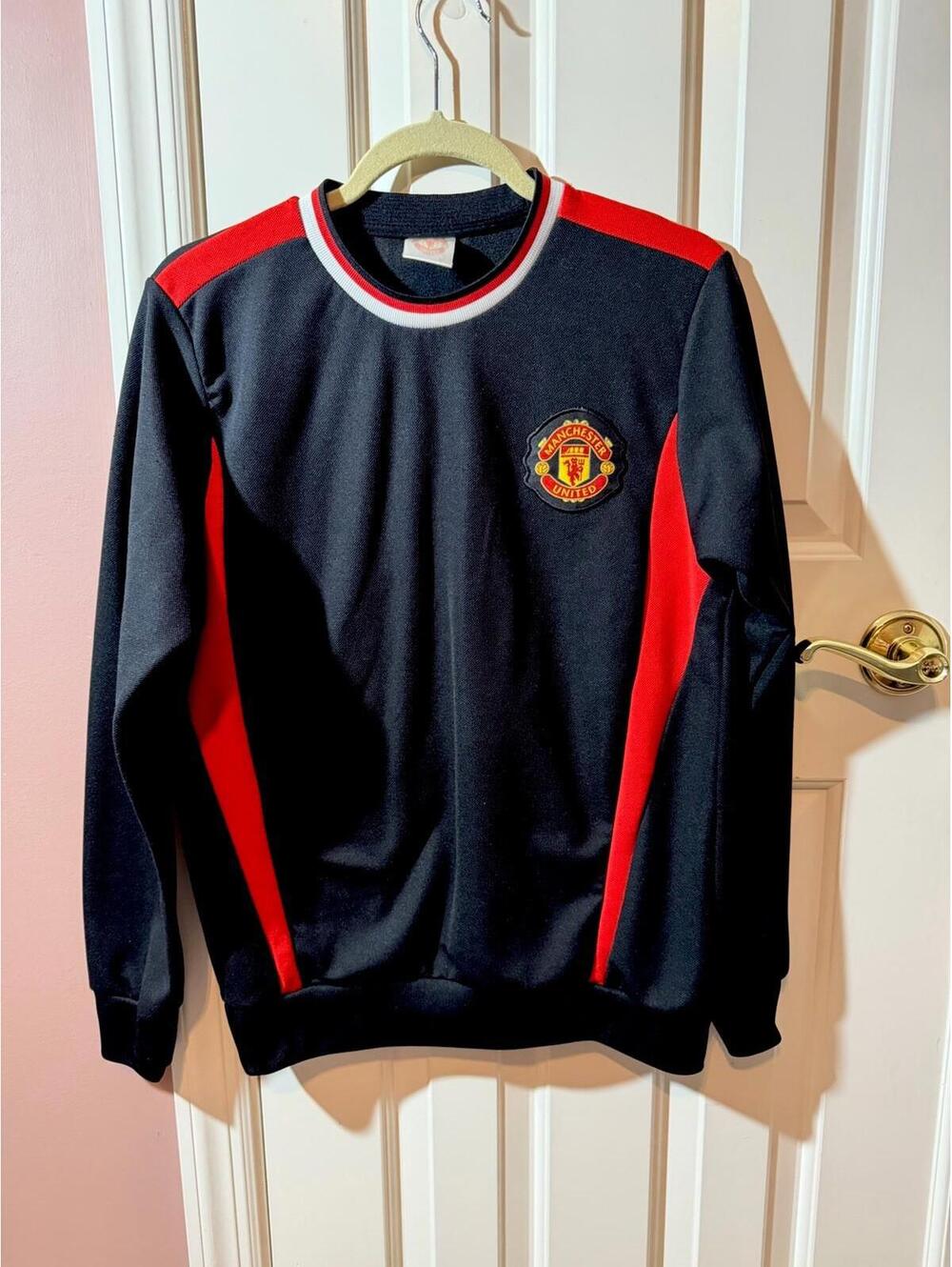 Manchester United Long Sleeve Pullover NO SIZE TAG Black Red Man U Soccer